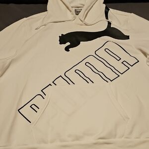 Puma White Sweater Classic Black Logo Design